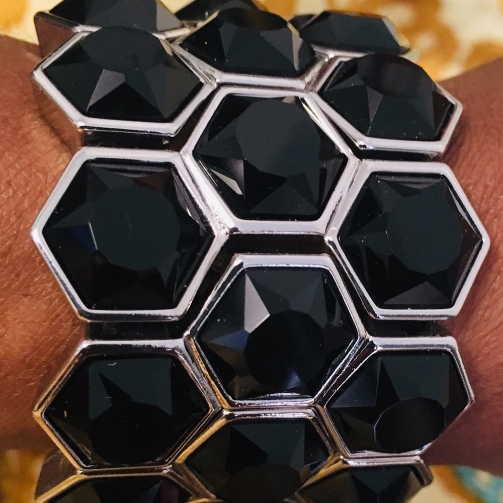 WHBM Sliver & Black Crystal Bracelet